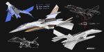  absurdres aircraft airplane airplane_wing asterozoa black_background character_sheet fighter_jet highres jet military military_vehicle multiple_views no_humans original sketch vehicle_focus 