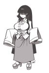  2020 bangs blunt_bangs breasts collar creepy_eyes creepy_face expressionless female geta greyscale houraisan_kaguya jmd kimono loincloth long_hair looking_at_viewer monochrome no_color sandals socks touhou_project very_long_hair wafuku 