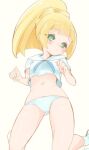  1girl blonde_hair breasts chorimokki green_eyes lillie_(pokemon) long_hair looking_at_viewer panties pokemon pokemon_(game) pokemon_sm simple_background solo underwear white_background 