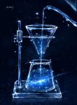  blue_background blue_theme cocon_(cocon_q) coffee_maker_(object) commentary_request english_commentary glass glint light_particles mixed-language_commentary no_humans original partial_commentary pouring shiny simple_background still_life water water_drop 