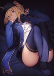  1girl ahoge artoria_pendragon_(all) bangs baseball_cap blue_eyes blue_jacket blue_legwear blue_scarf breasts fate/grand_order fate_(series) genyaky hair_through_headwear hat highres jacket legs long_hair long_sleeves looking_at_viewer medium_breasts mysterious_heroine_x open_clothes open_jacket open_mouth scarf shirt shorts thigh-highs track_jacket white_shirt 