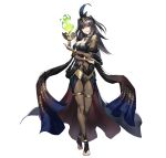  1girl absurdres bangs black_hair breasts bridal_gauntlets cozy fire_emblem fire_emblem_awakening fire_emblem_heroes full_body highres jewelry loincloth long_hair medium_breasts official_art simple_background skin_tight solo tharja_(fire_emblem) tiara white_background 