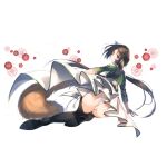  1girl animal_ears ass boots brown_eyes brown_hair full_body hair_flaps high_heels highres long_hair long_sleeves looking_back low_ponytail official_art panties solo tail thigh-highs thigh_boots transparent_background underwear utawareru_mono utawareru_mono:_lost_frag very_long_hair white_panties 