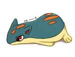 animal_focus commentary from_side full_body gen_2_pokemon lying no_humans on_stomach pokemon pokemon_(creature) quilava red_eyes rorosuke simple_background solo white_background 