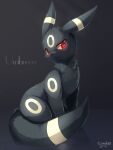  black_fur character_name closed_mouth creature dated full_body gen_2_pokemon glowing glowing_eyes highres ivan_(ffxazq) looking_at_viewer no_humans pokemon pokemon_(creature) red_eyes signature smile umbreon 