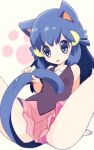  1girl :p animal_ears blue_hair breasts cat_ears cat_tail chorimokki hikari_(pokemon) hair_ornament long_hair pokemon pokemon_(game) pokemon_dppt skirt solo tail tongue tongue_out 