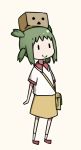  bag collared_shirt danbo green_hair hirameki_hatsume hirameki_hatsume-chan koiwai_yotsuba quad_tails short_hair shoulder_bag skirt smile white_background yotsubato! 