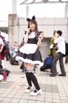  animal_ears apron cat_ears collar cosplay leash maid maid_uniform photo pochi_(model) thigh-highs 