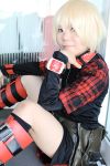  belts blonde_hair boots cosplay minase_risa photo plaid rin_(character) shorts togainu_no_chi 