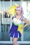   cheerleader cosplay hair_bow hiiragi_tsukasa lucky_star maritsuki_haru photo pom_poms purple_hair  