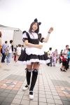  animal_ears apron cat_ears collar cosplay leash maid maid_uniform photo pochi_(model) thigh-highs 