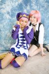  cosplay dealer joker leather midriff miniskirt pachi-slot_sengen_rio_de_carnival photo pink_hair thigh-highs tora_(model) vest yun_(model) 