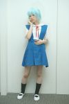 ayanami_rei blue_hair cosplay neon_genesis_evangelion noriko photo red_eyes sailor_uniform school_uniform socks 