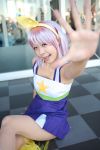   cheerleader cosplay hair_bow hiiragi_tsukasa lucky_star maritsuki_haru photo pom_poms purple_hair  