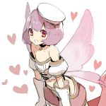  1girl bare_shoulders hat heart leaning_forward red_eyes rough short_hair simple_background solo white_background wings yorumura_shiro 