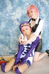  cosplay dealer joker leather midriff miniskirt pachi-slot_sengen_rio_de_carnival photo pink_hair thigh-highs tora_(model) vest yun_(model) 