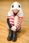  boots cat_hoodie cosplay kikiwan one_thighhigh photo spandex_shorts striped tagme_character tagme_series 