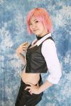  cosplay dealer leather midriff miniskirt pachi-slot_sengen_rio_de_carnival photo pink_hair vest yun_(model) 