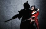  boots cosplay dante devil_may_cry gun leather_pants overcoat photo reizi silver_hair 