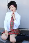  blouse cosplay d.gray-man knee_socks lenalee_lee photo plaid pleated_skirt school_uniform takamura_mashiro 