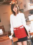  apron cosplay photo serving_tray sugimoto_yumi waitress 