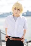  amamiya_laiko blonde_hair cosplay higurashi_no_naku_koro_ni houjou_satoshi photo school_uniform 