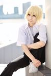  amamiya_laiko blonde_hair cosplay higurashi_no_naku_koro_ni houjou_satoshi photo school_uniform 