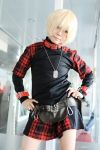  belts blonde_hair cosplay minase_risa photo plaid rin_(character) shorts togainu_no_chi 