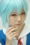  ayanami_rei blue_hair cosplay neon_genesis_evangelion noriko photo red_eyes sailor_uniform school_uniform 