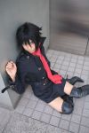   ari_(model) cosplay overcoat photo tagme_character tagme_series thigh_boots necktie  
