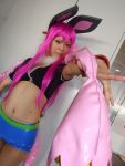   animal_ears rabbit_ears cosplay croptop getsumento_heiki_miina kohina midriff photo purple_hair shiwasu_mina shorts  