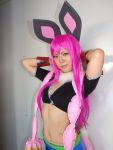   animal_ears rabbit_ears cosplay croptop getsumento_heiki_miina kohina midriff photo purple_hair shiwasu_mina shorts  
