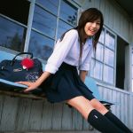  cosplay knee_socks photo school_uniform sugimoto_yumi train_station 