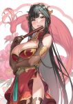  1girl bangs black_hair blunt_bangs blush china_dress chinese_clothes copyright_request dress eyebrows_visible_through_hair green_eyes highres lips long_hair looking_at_viewer seductive_smile smile solo tagme very_long_hair 