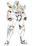  ban!_(bansankan) clenched_hands gigant_gear howling_soul looking_down mecha no_humans official_art science_fiction solo standing super_robot v-fin white_background 