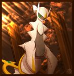  absurdres arceus closed_mouth clouds commentary_request from_below gen_4_pokemon highres light_beam mizunogoke mythical_pokemon no_humans pillar pokemon pokemon_(creature) red_eyes repost_notice sky watermark 