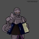  accordion armor borrowed_character droids_reincarnation flat_color grey_background instrument original plate_armor polka_(callous_row) roachevr 
