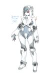  1girl absurdres arms_at_sides breasts commentary_request full_body highres humanoid_robot joints medium_breasts original red_eyes robot robot_joints solid_eyes solo standing trevor25527766 white_background 