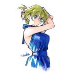  1girl 203wolves blonde_hair blue_dress blush breasts long_hair tenjouin_asuka yuu-gi-ou yuu-gi-ou_gx 