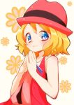  1girl blonde_hair blue_eyes blush chorimokki closed_mouth hat looking_at_viewer pokemon pokemon_(anime) pokemon_xy_(anime) serena_(pokemon) short_hair sleeveless smile solo 