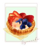  animal blueberry cat cream dessert english_text food food_focus fruit highres kooroiwwa no_humans original pastry simple_background still_life strawberry tart_(food) white_background 