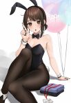  animal_ears balloon bare_shoulders brown_hair detached_collar douki-chan_(yomu_(sgt_epper)) expulse fake_animal_ears ganbare_douki-chan pantyhose playboy_bunny rabbit_ears sheer_legwear short_ponytail sidelocks tied_hair wrist_cuffs 