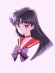  1girl bangs bishoujo_senshi_sailor_moon choker circlet closed_mouth cropped_torso earrings jewelry long_hair looking_at_viewer portrait purple_hair purple_neckwear red_choker red_eyes red_sailor_collar sailor_collar sailor_mars sailor_senshi_uniform shiny shiny_hair simple_background solo very_long_hair white_background y-yazaki2406 