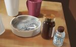 ashtray cigarette coffee_cup commentary_request cup disposable_cup highres indoors no_humans original scenery still_life table translation_request vial yorishiem 