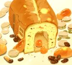  artist_name bird chai fig food food_focus highres no_humans original pistachio pound_cake simple_background window 