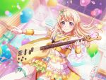  bang_dream! blonde_hair blush dress guitar long_hair red_eyes shirasagi_chisato 