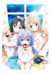  3girls absurdres aoyama_blue_mountain bangs black_hair blue_eyes blue_hair book bow bow_hairband closed_mouth collarbone dress eyebrows_visible_through_hair gochuumon_wa_usagi_desu_ka? hair_between_eyes hair_bobbles hair_bow hair_ornament hairband highres holding kafuu_chino koi_(koisan) long_hair long_sleeves looking_at_viewer mate_rin multiple_girls off-shoulder_sweater off_shoulder ribbed_sweater shiny shiny_hair silver_hair sitting sleeves_past_wrists sweater sweater_dress very_long_hair white_bow white_hairband white_sweater x_hair_ornament yellow_eyes 