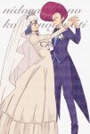 1boy 1girl bridal_veil crossdressinging dress highres hutao_poke james_(pokemon) jessie_(pokemon) pokemon pokemon_(anime) team_rocket veil wedding wedding_dress 