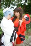   ayanami_rei blue_hair cosplay fan fox_mask iori neon_genesis_evangelion photo sizu souryuu_asuka_langley twintails yukata  