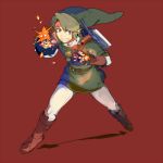  belt blonde_hair blue_eyes bob-omb bomb gloves grin hat link nikayu nintendo pointy_ears shield smile super_smash_bros. sword the_legend_of_zelda weapon 